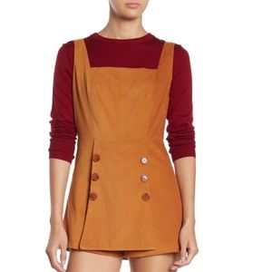 NWT: Angie Corduroy Skort Romper in Cognac